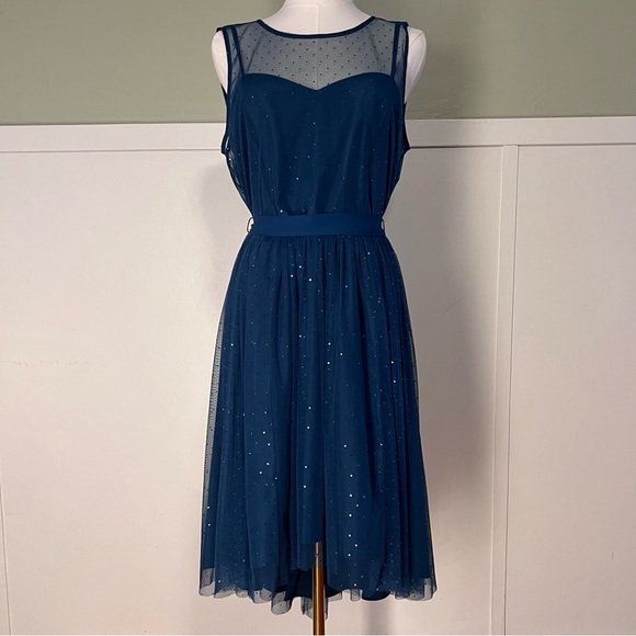 Disney Collection by Lauren Conrad size 10 sparkling crystal teal dress - Picture 2 of 10